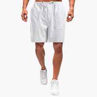Sommerliche Freizeitherren-Shorts mit Kordelzug und Seitentaschen – Weiß