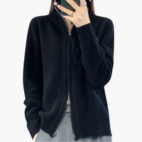Luisa | Strickjacke mit Reißverschluss – Schwarz