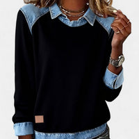 Lina | Modisches Damen Langarmshirt modern & chic – Schwarz