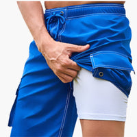 Herren Badeshorts mit Stretchstoff und Seitentasche – Marine