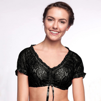 Damen Traditionell Oktoberfest Dirndl Bluse – Schwarz