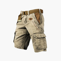 Sommer Cargo Shorts für Herren - Leichte Kurze Wanderhose mit Gürtel für Outdoor – Kaki
