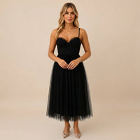 Cynthia - Elegantes und Schickes Midikleid – Schwarz