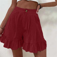 Kylie Bermudas Damen | Sommerliche elegante lässige einfarbige Shorts – Weinrot