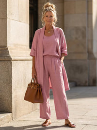 Linnea | Leichtes Leinen-Set – Rosa
