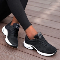 Sommer-Sneaker für Damen - Bequeme Laufschuhe mit Komfortfußbett für heiße Tage – Schwarz