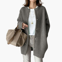 Wollmantel mit Gürtel für Damen – Grau