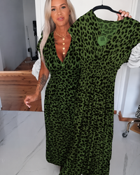 Dyshelle - Stilvolles Boho-Kleid mit V-Ausschnitt – Grün