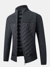 Herren Strickjacke | Karomuster und Frontverschluss – Schwarz