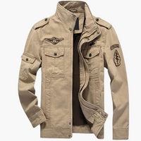 Herren Militärjacke mit Reißverschluss und Pattentaschen – Beige