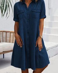 Jeanskleid für Damen - Luftiges Hemdblusenkleid für den Sommer – Dunkelblau