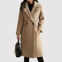 Clara - Wollmantel mit Gürtel – Beige