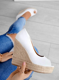 Espadrilles aus Wildleder mit Keil – Weiß