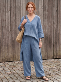Onyx | Weites Tunika-Oberteil mit weitem Hosen-Set – Blau