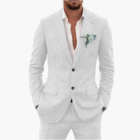 Herren Sommeranzug mit Revers und langen Ärmeln – Weiß