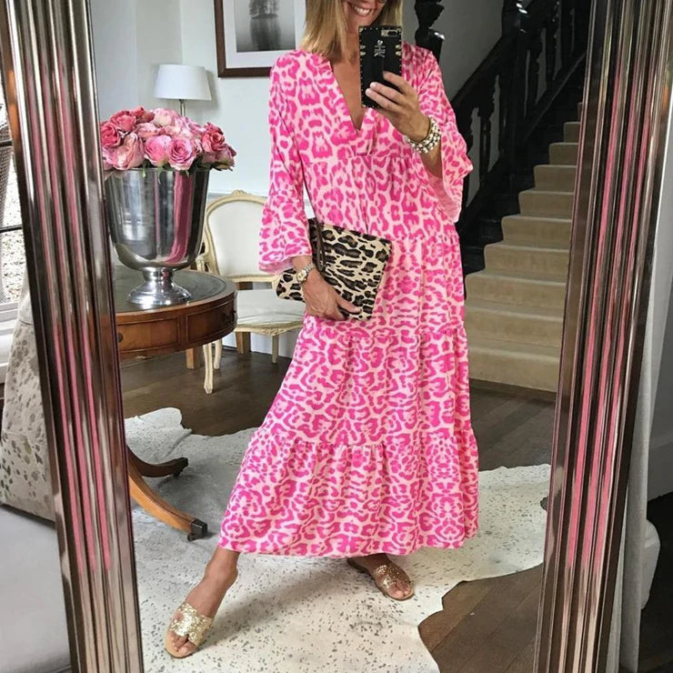 Fleur® | Ibiza Mode stilvolle Frauen Leopard Druck Kleid