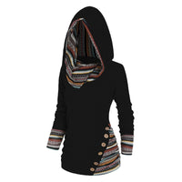 Adelheid | Lässiger Tribal-Hoodie – Schwarz