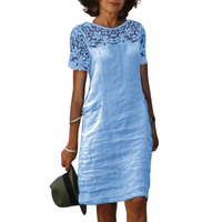 Yolanda | Kurzärmeliges Kleid für Frauen – Blau