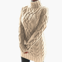 Lena | Stilvoller warmer langer Rollkragenpullover – Khaki