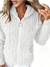 GAELLE | Langarm Kapuzenpullover Mit Reißverschluss – Weiß