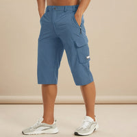 Cedrik - Dehnbare Cargo-Shorts – Blau