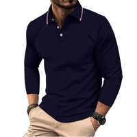 Rafael | Premium Polo Herren stilvoll mit kontrastierendem Kragen – Marine