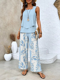 MARGA - SET AUS TOP UND PALAZZOHOSE – Blau
