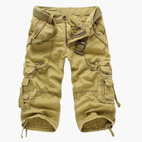 Herren Cargoshorts mit Taschen und verstellbarem Bund für Sommer – Gelb