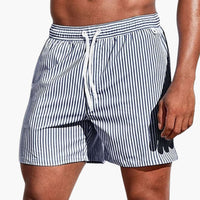 Herren Boardshorts mit Streifen und elastischem Bund – Grau