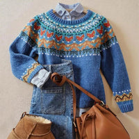 Velvo™ - Eleganter Vintage Strickpullover – Blau