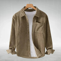 LOTHAR - CORDHEMD MIT FRONTKNÖPFEN – Beige