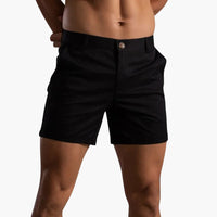 Herren Sommer Shorts mit Knopfverschluss und Gürtelschlaufen – Schwarz