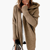 Strick Cardigan mit Kapuze für Damen – Khaki