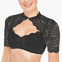 Spitzen Dirndl bluse mit Ausschnitt für Damen - Oktoberfest 2025 – Schwarz