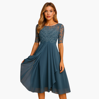 Lore | Midikleid mit Spitzenärmeln – Blau