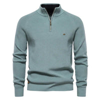 Gianni - Stilvoller Zip-Up Pullover – Seeblau