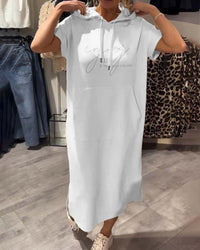 Saskia™ | Lässiges Hoodiekleid – Weiß