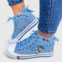 Michaela | Damen Denim Sneaker High-Top Modern Urban Casual Trend – Jeansblau
