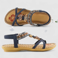 Viola | Damen Riemchen Sandalen Offen Flach Komfort Sommer Casual – Kobaltblau