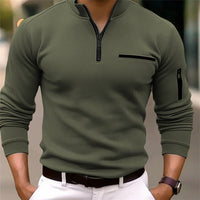 David | Modernes Herren Shirt mit Zip Detail – Dunkelgrün