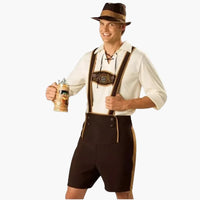 Besticktes Lederhosen Set für Herren - Oktoberfest 2025 – Dunkelbraun