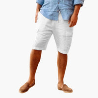 Herren Leinenshorts mit Seitentaschen für Sommerkleidung – Weiß