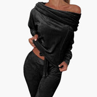Laura | Weiches Langarmshirt und Hose für Damen – Schwarz