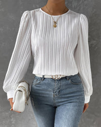 Bianca™ | Elegante Bluse mit langen Laternenärmeln – Weiß