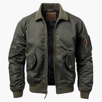 Herren Bomberjacke mit Kragen und Ärmeltasche – Grün
