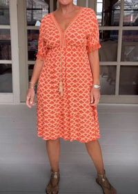 Ella - Bequemes, locker sitzendes Midi-Kleid – Orange