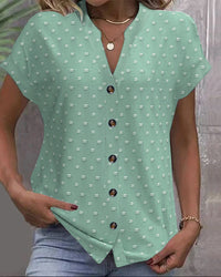 WILHELMINE - BLUSE MIT V-AUSSCHNITT UND KNÖPFEN – Grün