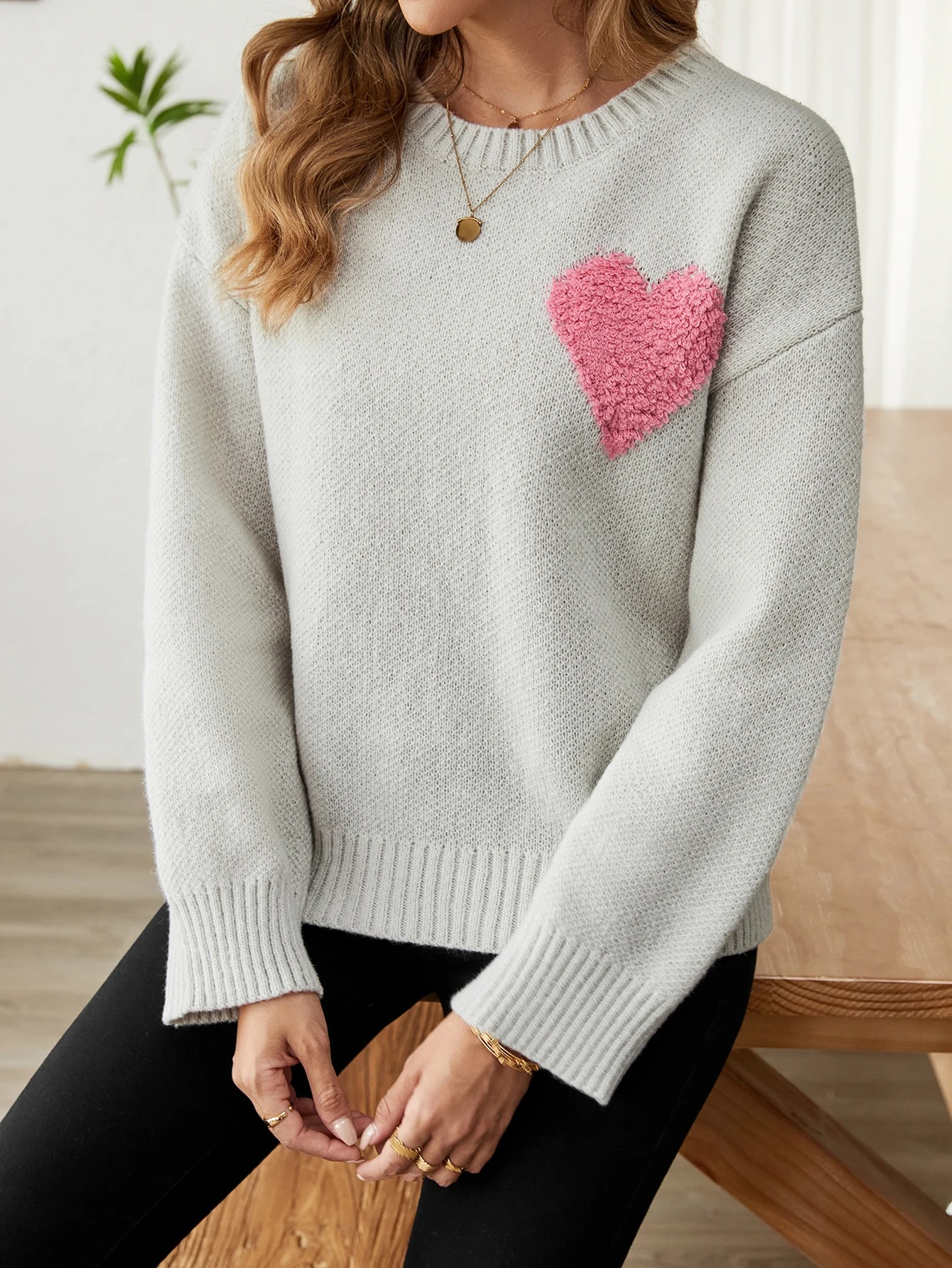 Koleni | Warmer Pullover mit Herzdesign – Damenpullover
