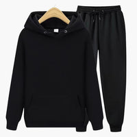 Herren Jogginganzug mit Kapuzenpullover und Bündchenhose – Schwarz