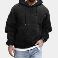 Strukturierter Kapuzenpullover aus Zopfmuster für Männer – Schwarz